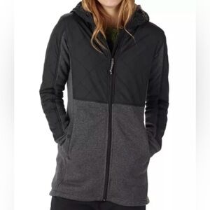 Burton Embry Fleece Black and Gray Long Hooded Jacket